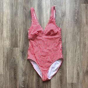 Shade & Shore Red Gingham One Piece Swimsuit